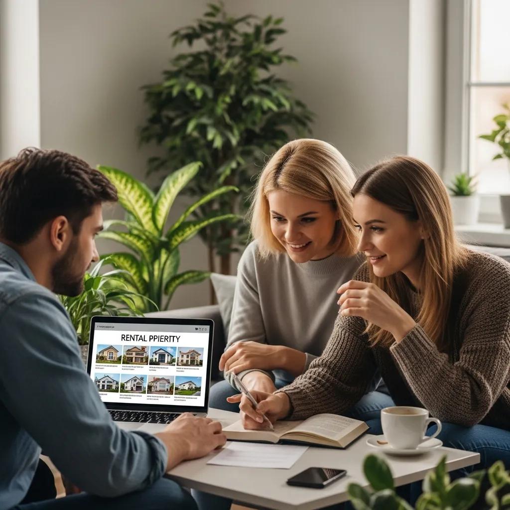 Couple discussing rental property investment in a cozy living room